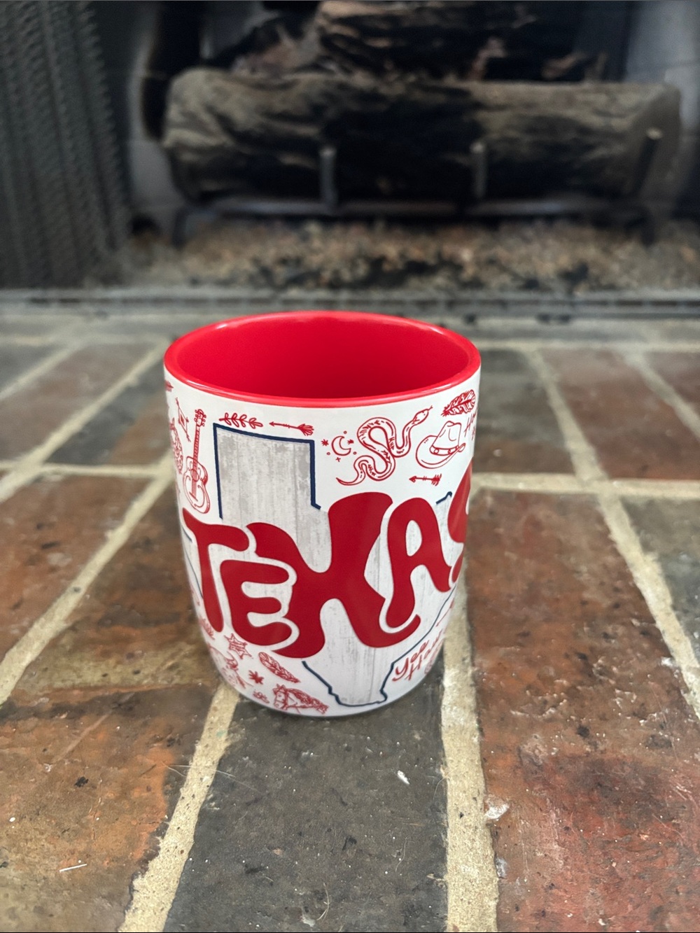Red Texas Ceramic Mug - White Exterior